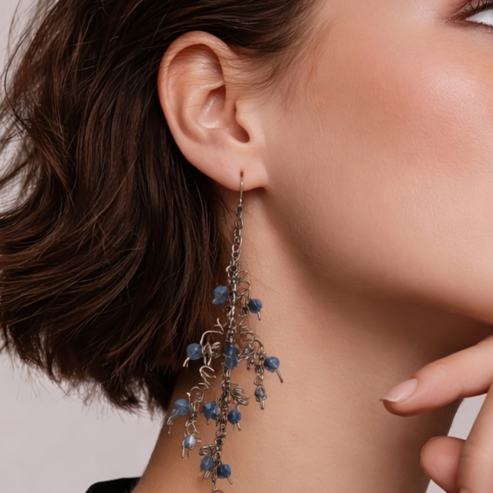 Unique Vintage Handmade Whimsical Swarovsky Crytal Bead statement earrings